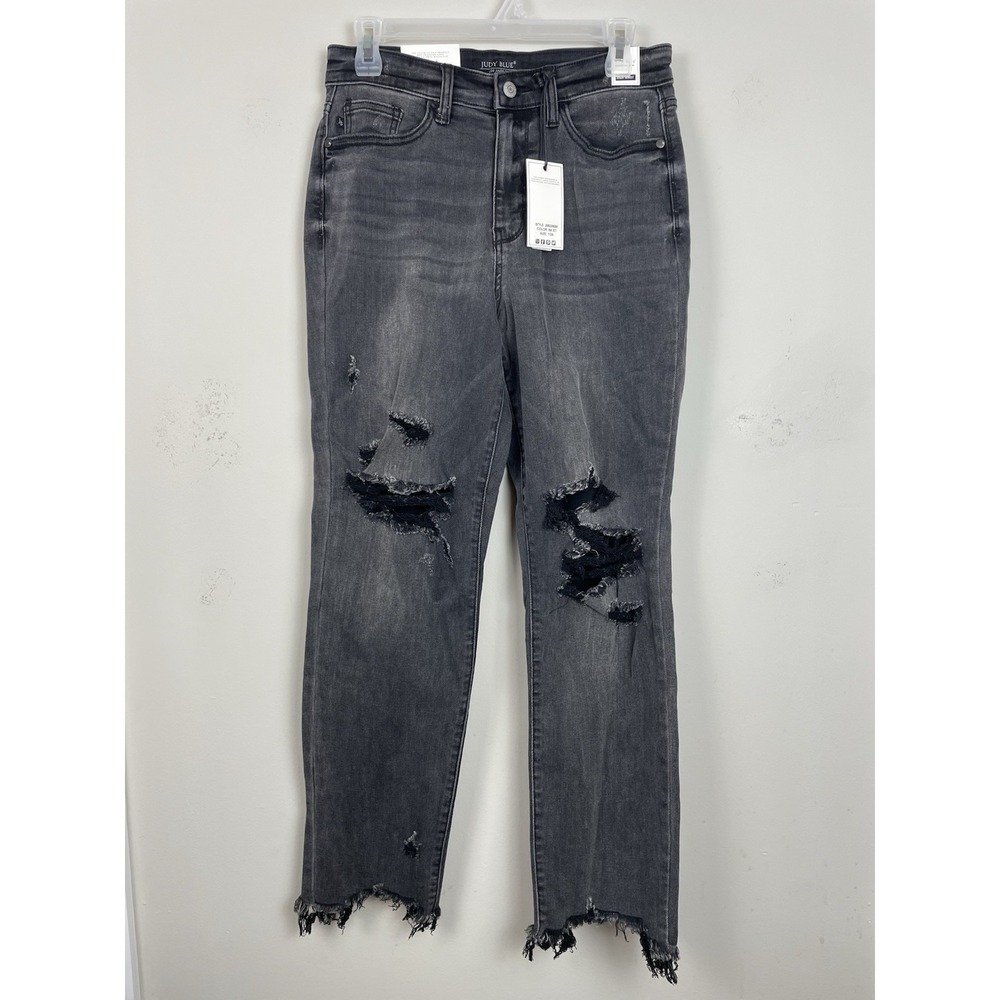NEW Judy Blue Boyfriend Fit Jeans Womens 7/28 Black Stretch High Waist JB82296BK - Picture 2 of 9
